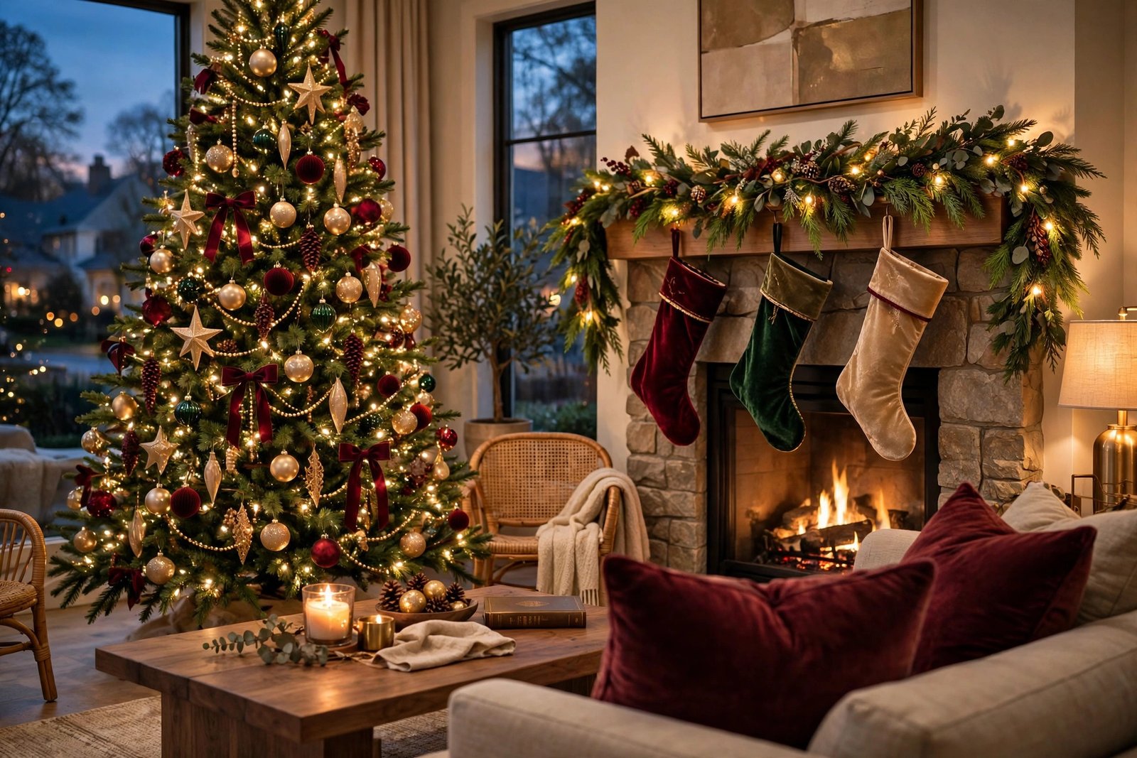 15 Christmas Living Room Decor Ideas for a Warm, Festive Home 5 Christmas living room decor ideas with jewel tones and warm lighting