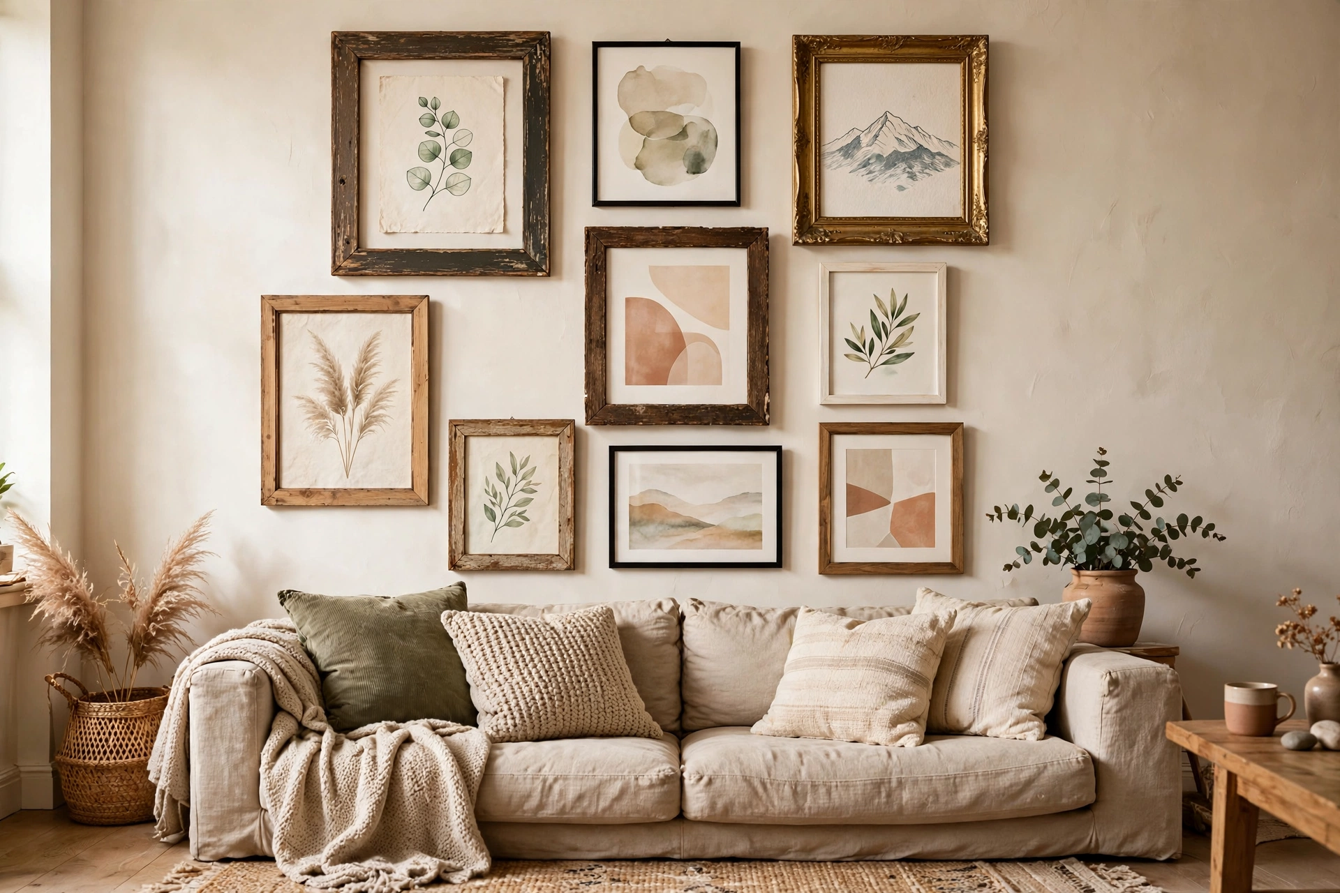 20 Budget Home Decor Ideas That Look Expensive 4 Budget gallery wall with thrifted frames and affordable art prints