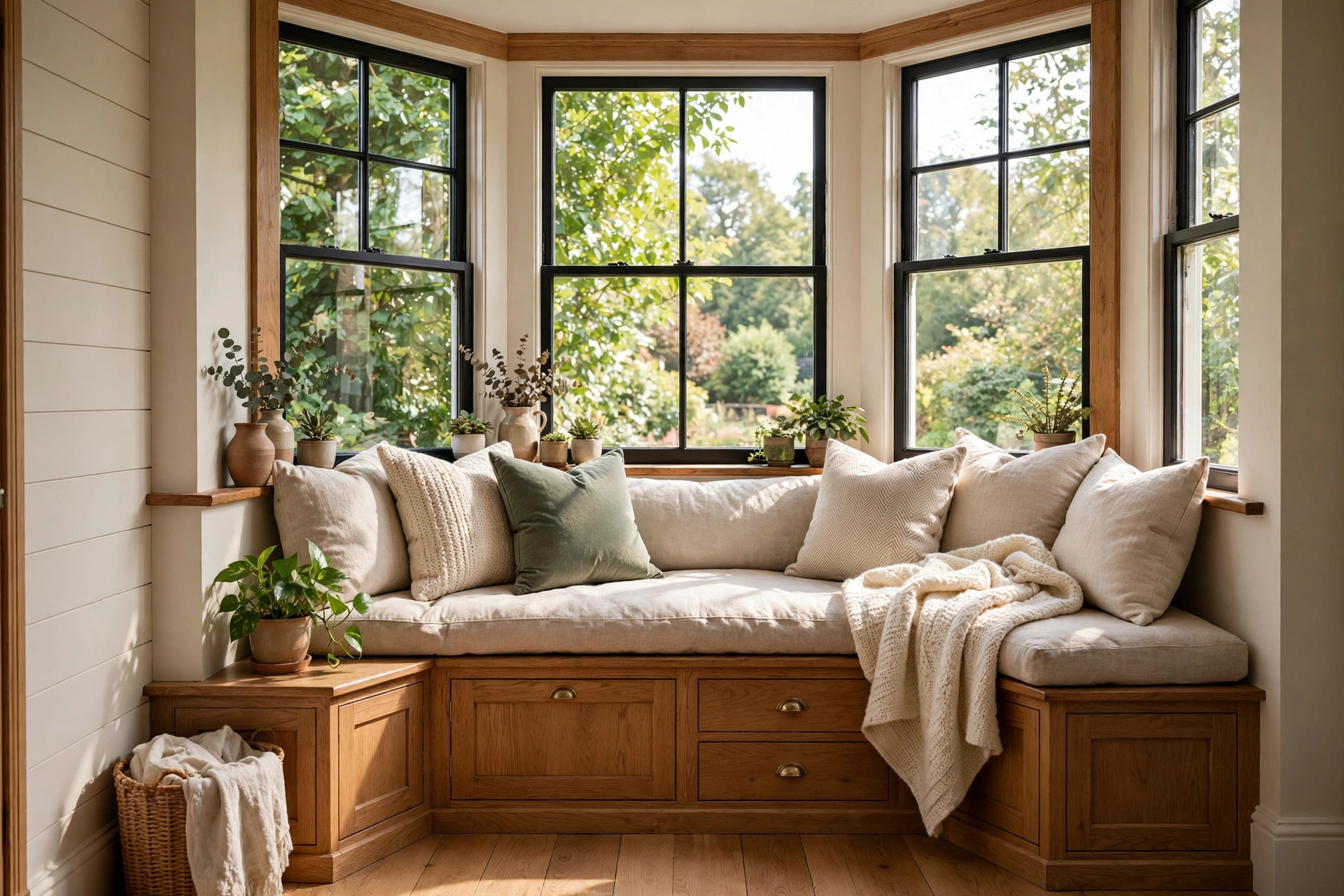 20 Cozy Corner Ideas for Small Homes 9 Cozy bay window reading nook idea styled as a daybed with cushions and pillows