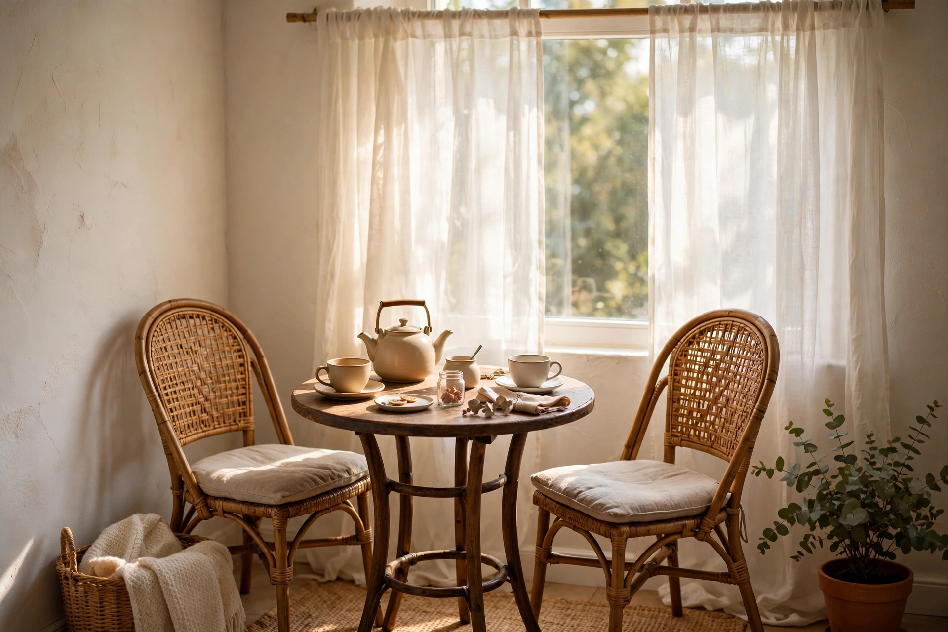 20 Cozy Corner Ideas for Small Homes 10 Cozy tea corner idea with a small bistro table, two chairs, and warm decor