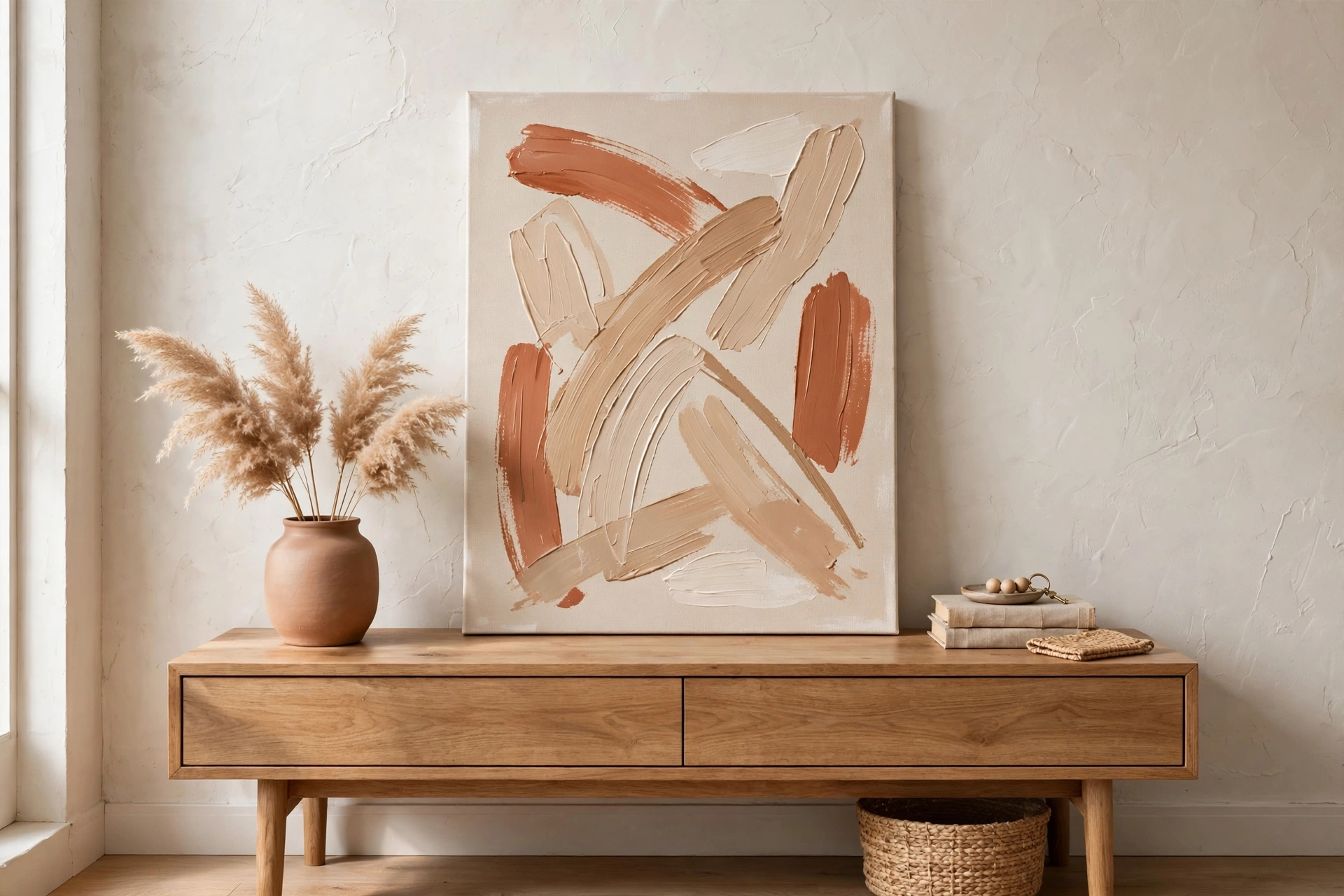 20 Easy DIY Home Decor Ideas for Beginners 11 Beginner-friendly abstract canvas art in soft neutral tones