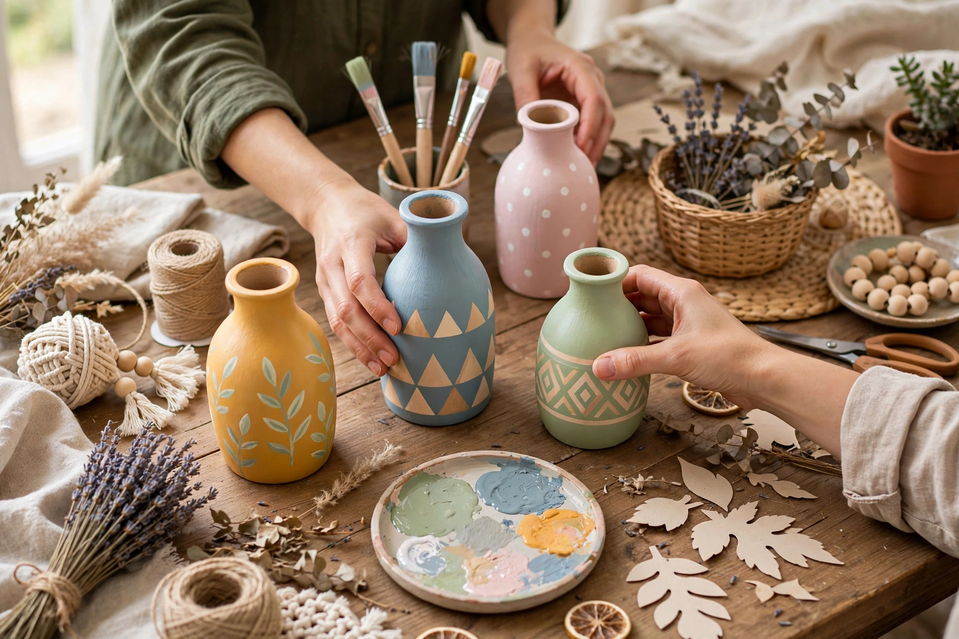 Easy DIY home decor ideas for beginners featured image showing colorful handmade crafts