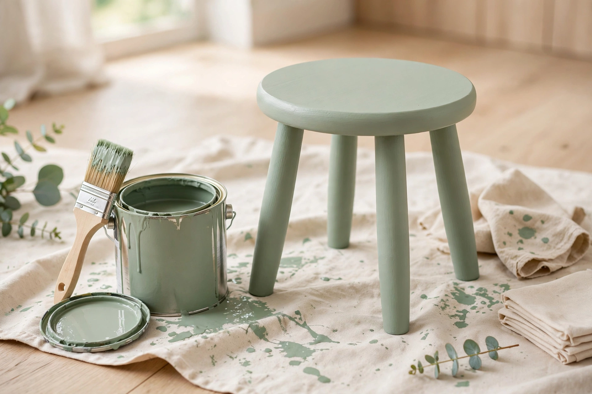 20 Easy DIY Home Decor Ideas for Beginners 7 Small wooden stool refreshed with paint, an easy DIY furniture project