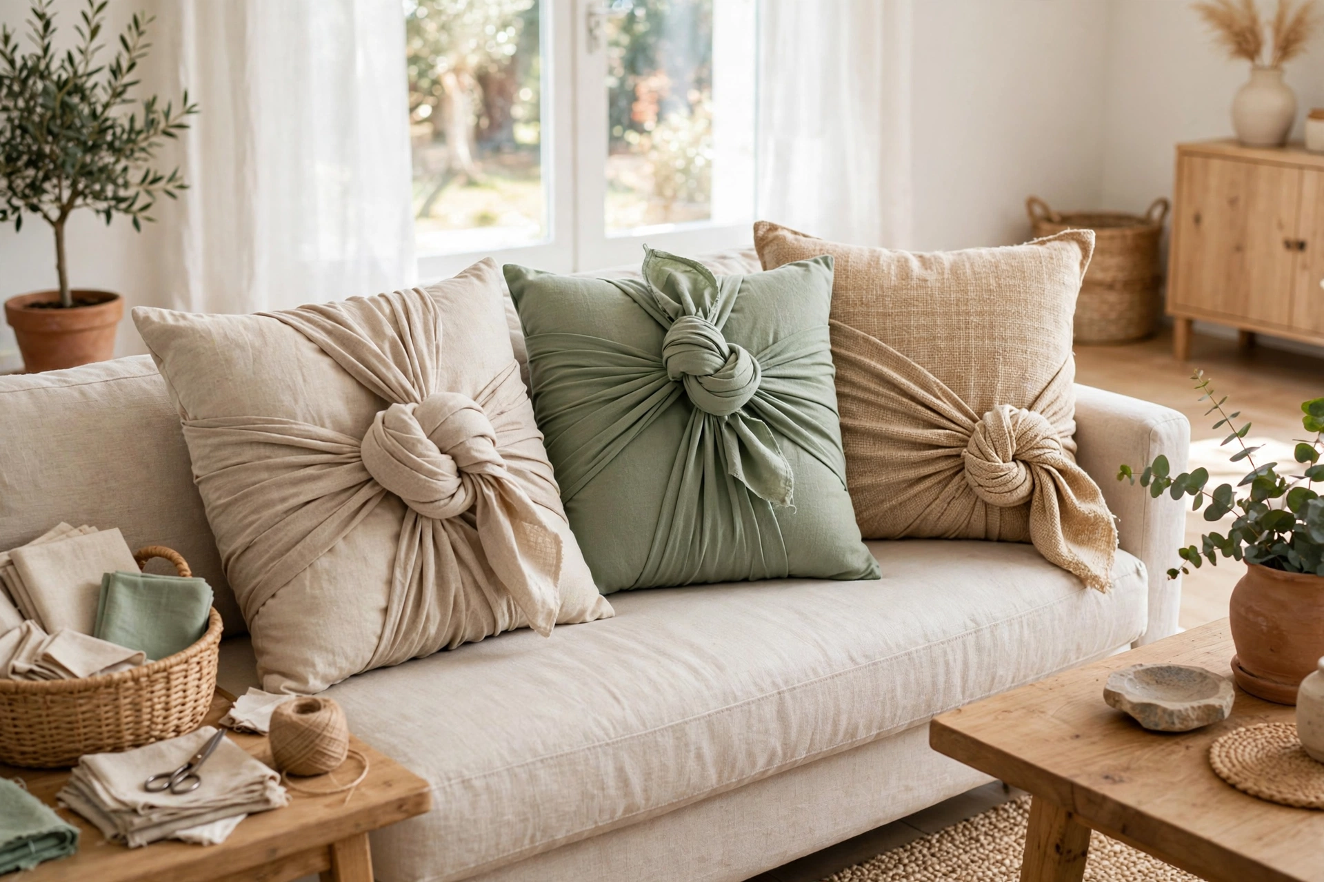 20 Easy DIY Home Decor Ideas for Beginners 4 No-sew throw pillows made with fabric glue, an easy DIY home decor idea
