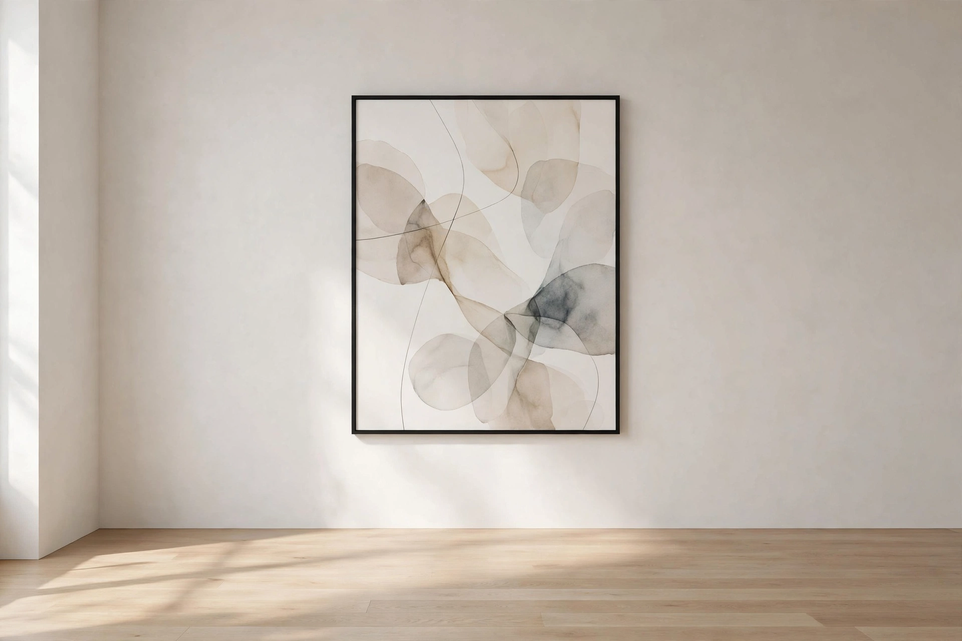 Single large art piece on a clean white wall