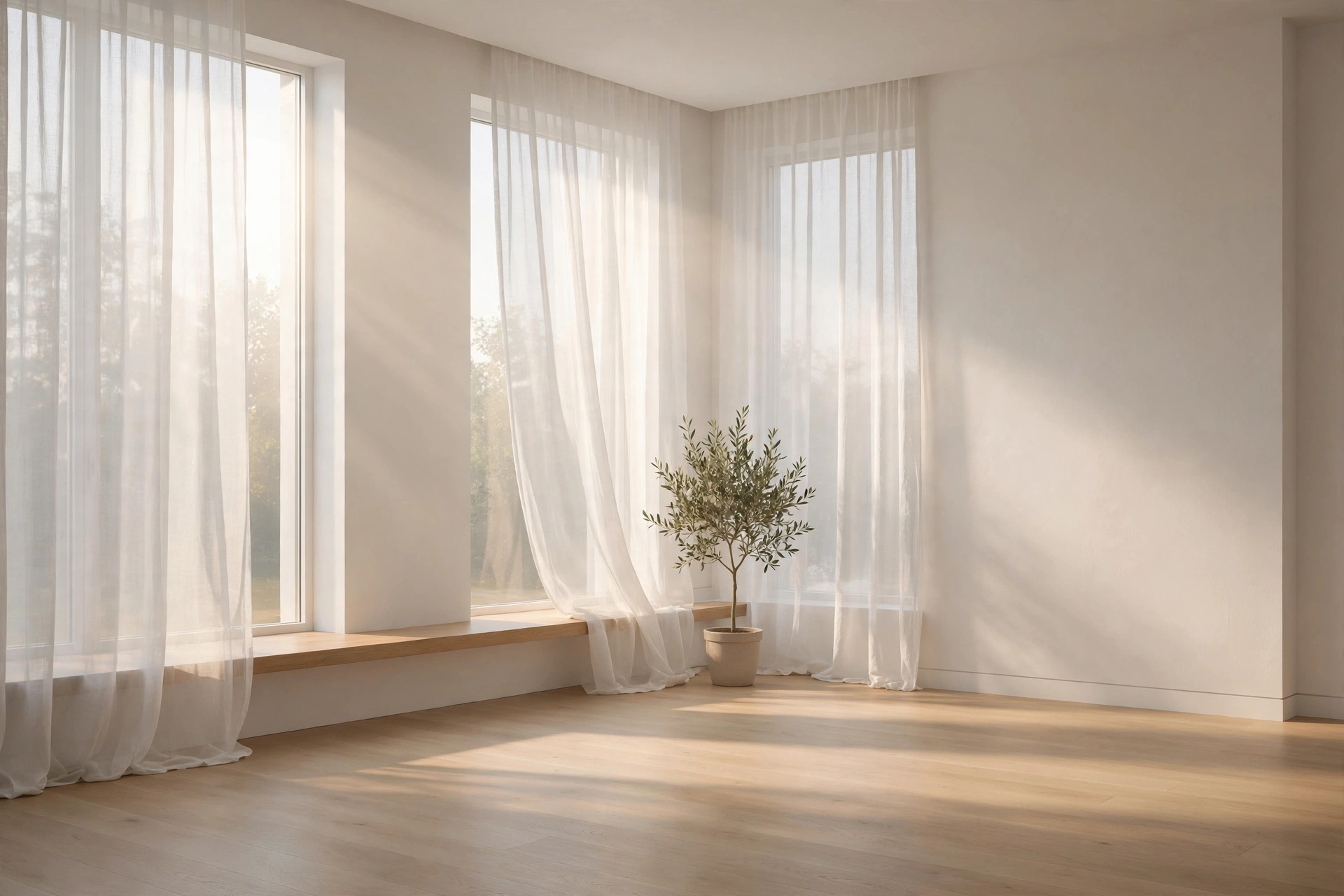 Bright minimalist room filled with natural light