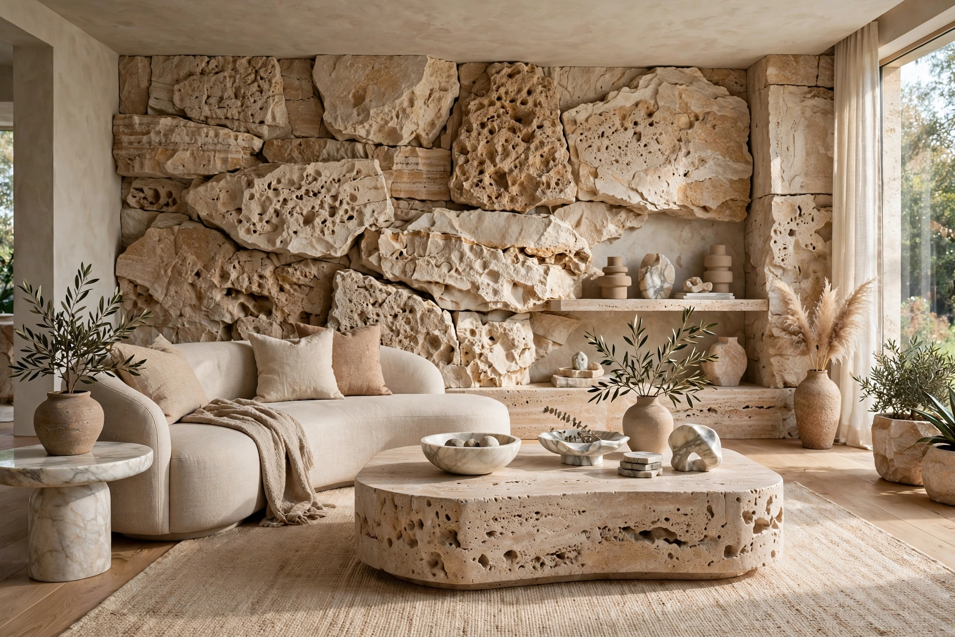 Kitchen featuring natural stone countertops and travertine surfaces