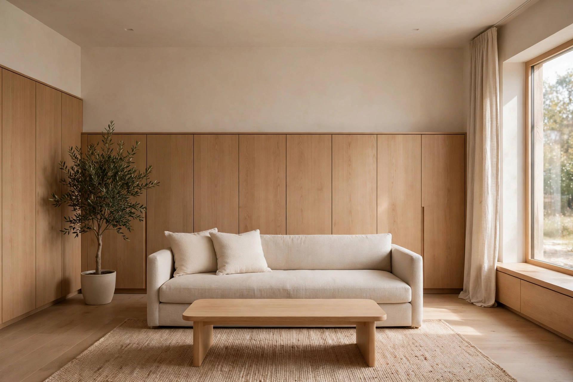 Minimalist living room idea with hidden storage solutions