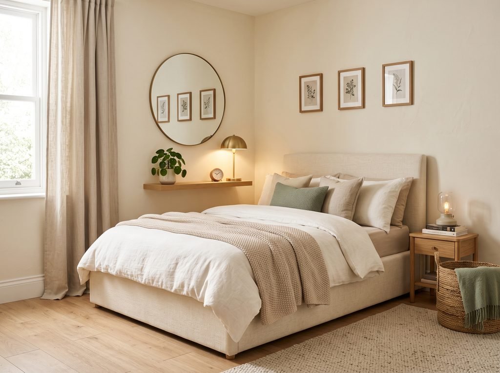 Beautiful small bedroom makeover with cozy neutral decor